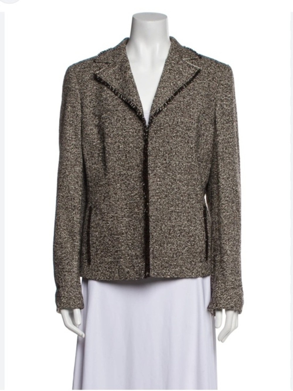Akris Brown Tweed Wool Silk Blazer Jacket